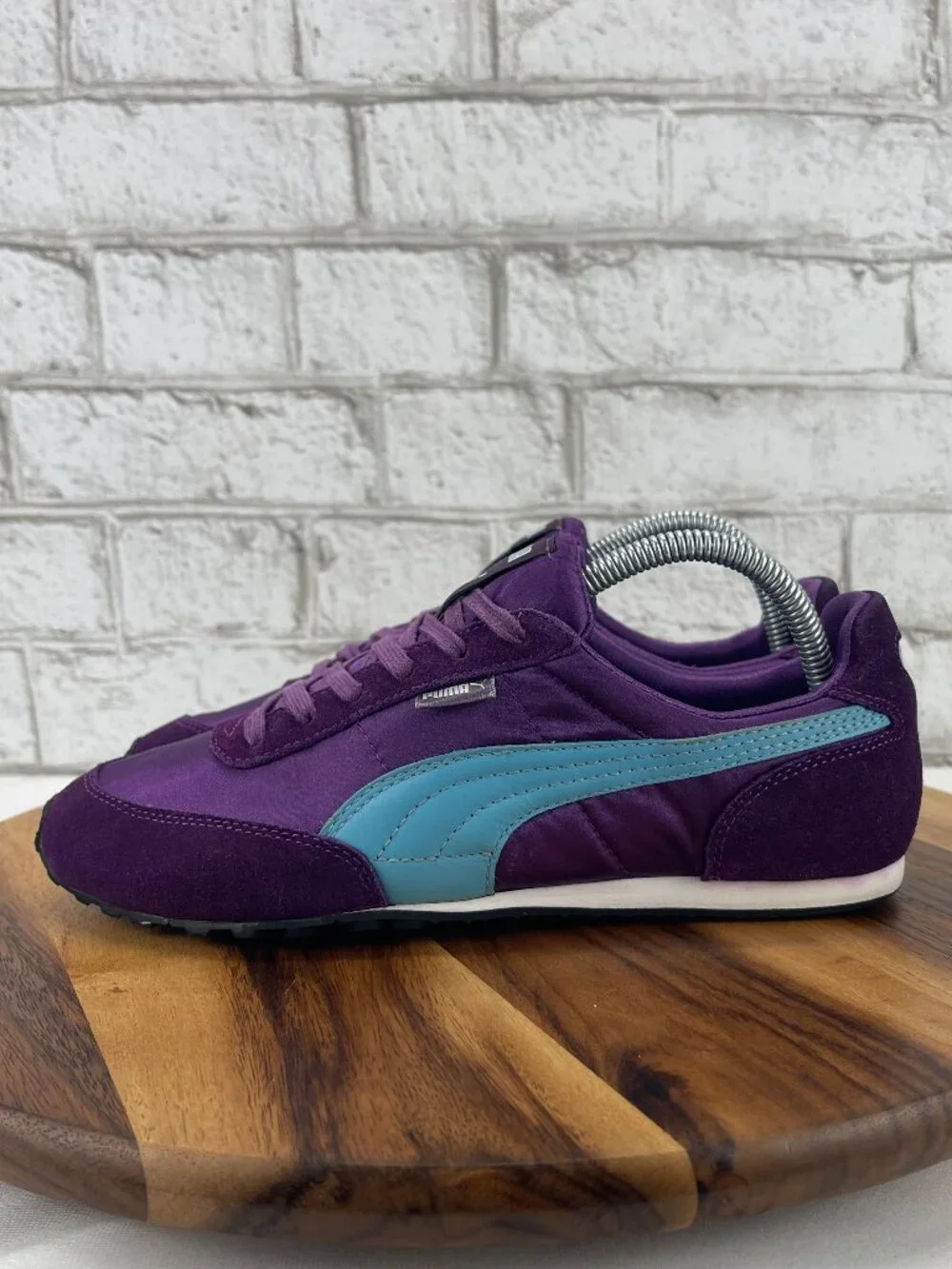 VTG Puma Womens Sz. 8.5 Purple/Light Blue Suede Retro Trainers Shoes